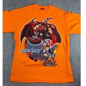 Vintage Yu-Gi-Oh! Enter The Shadow Realm T Shirt Mens Small Orange Anime Y2K